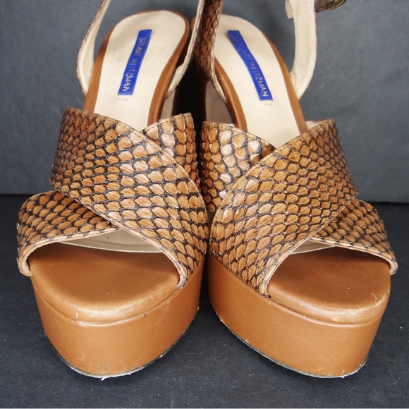 Stuart Weitzman JONI Snake-effect Platform Sandals Size 8 - Picture 6 of 10